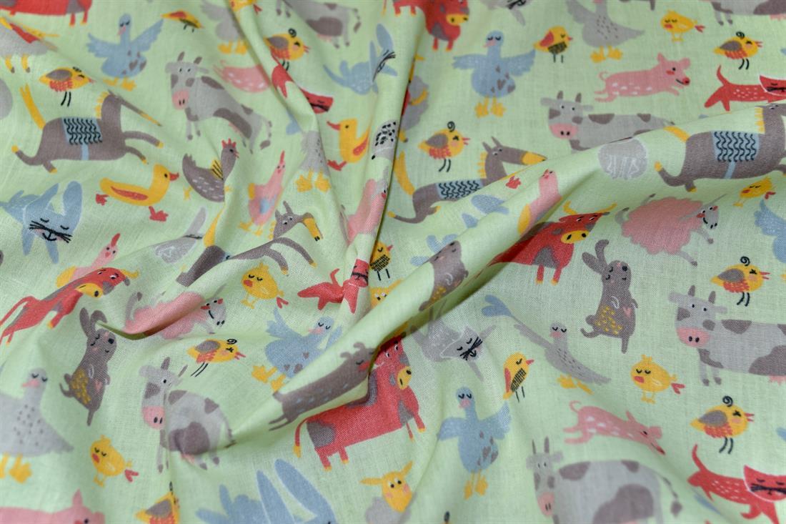 Mint Green Cotton Printed Poly Cottons