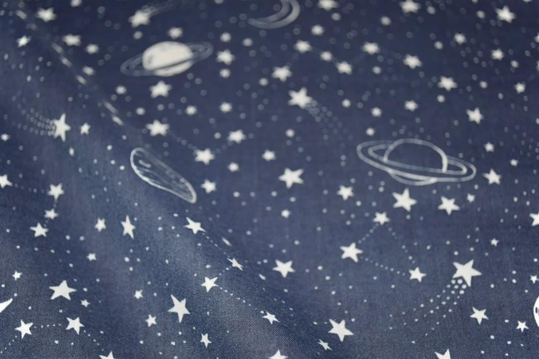 Navy Blue Cotton Printed Poly Cottons