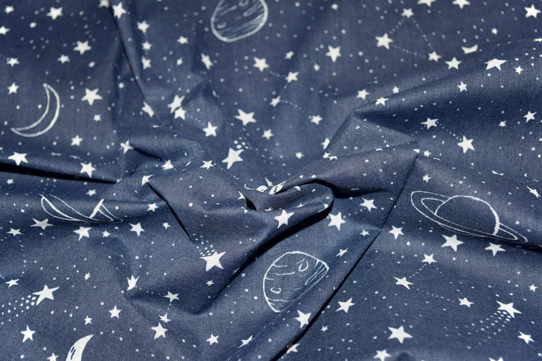 Navy Blue Cotton Printed Poly Cottons