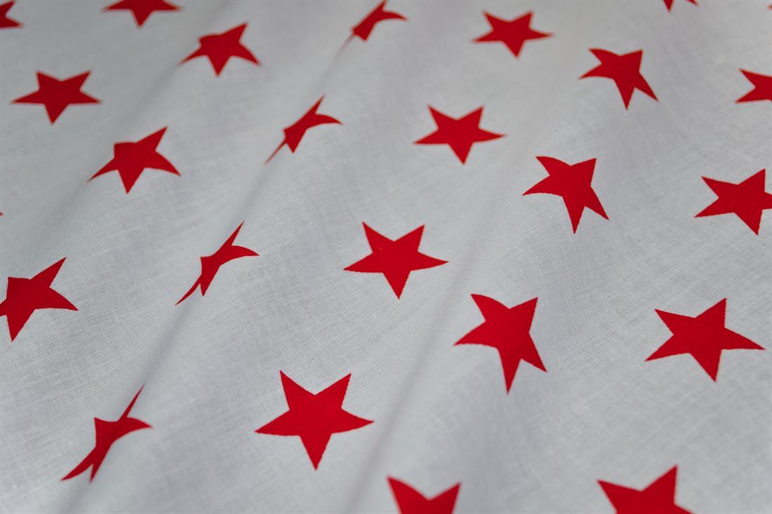 White & Red Cotton Printed Poly Cottons