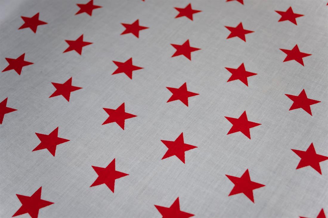White & Red Cotton Printed Poly Cottons