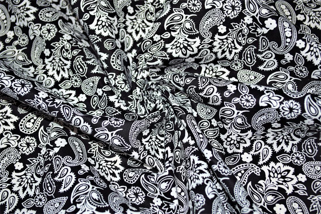 Black 100% Printed Cotton 60 Inch Wide.