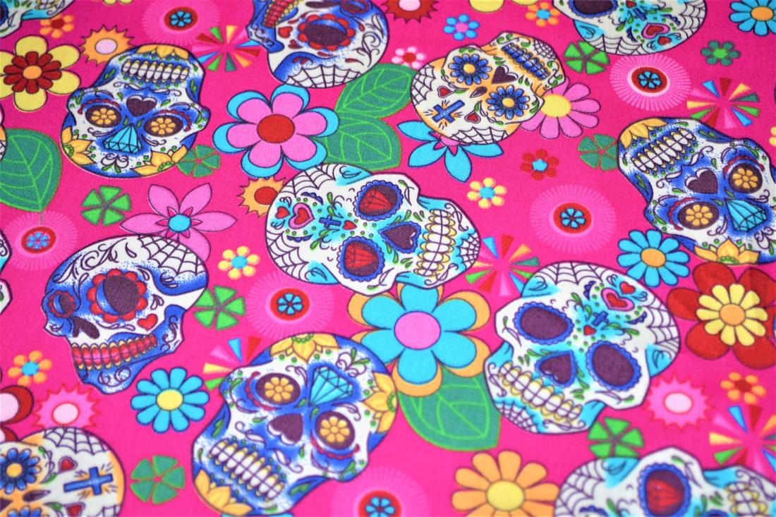 Bright Pink Cotton Sugar Skull