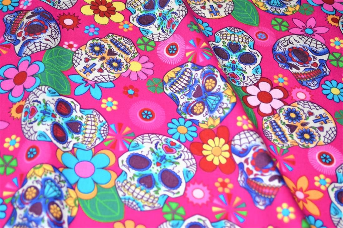 Bright Pink Cotton Sugar Skull