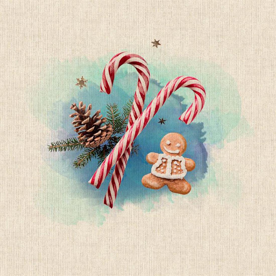 Natural Printed Linen Christmas