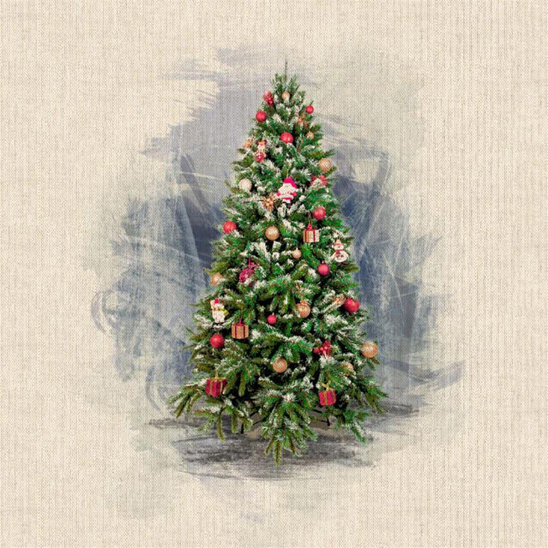 Natural Printed Linen Christmas