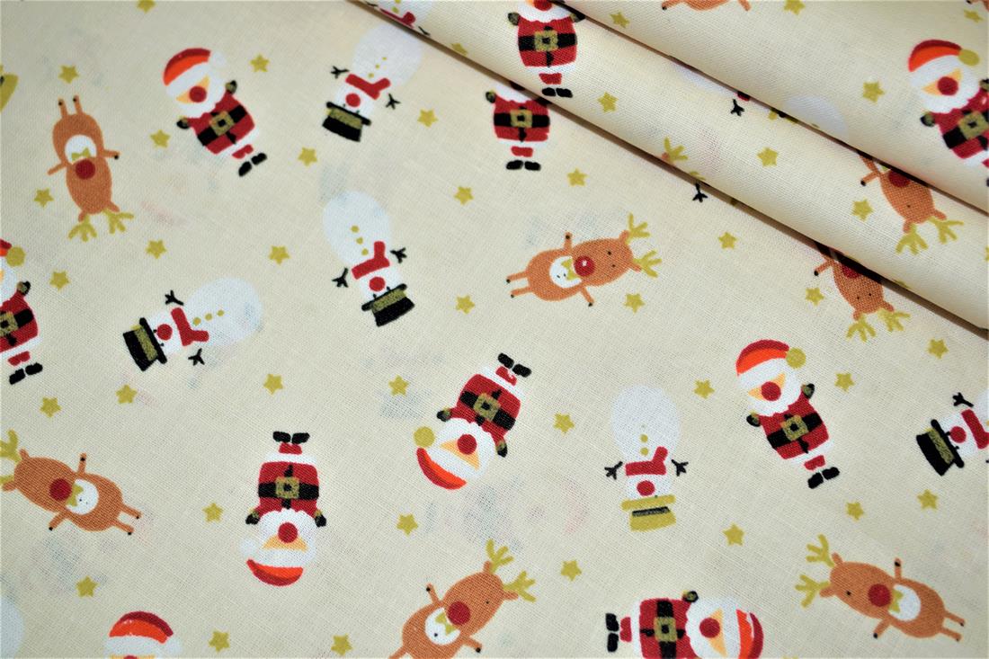 White Cotton Santa & Reindeer