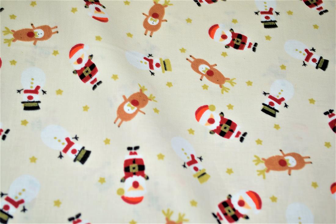 White Cotton Santa & Reindeer