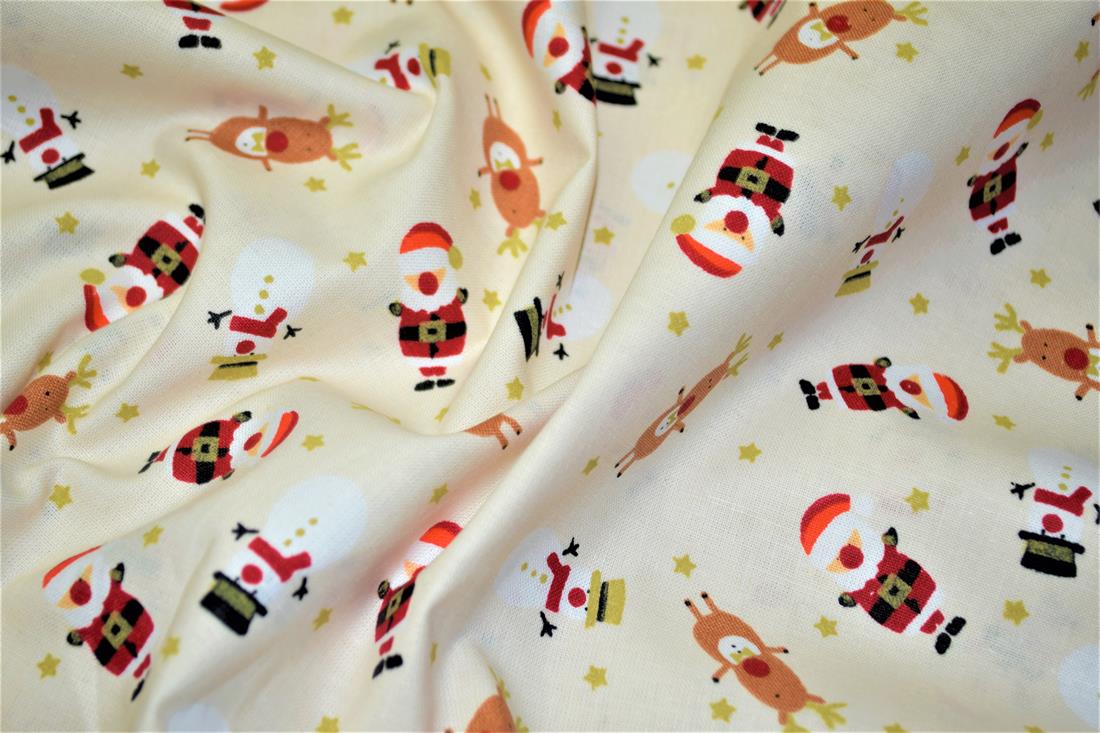 White Cotton Santa & Reindeer