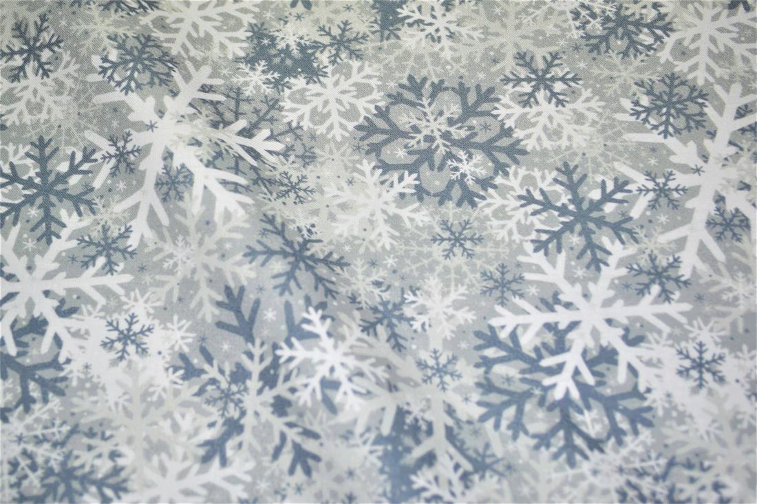 Grey Cotton Snow Flakes