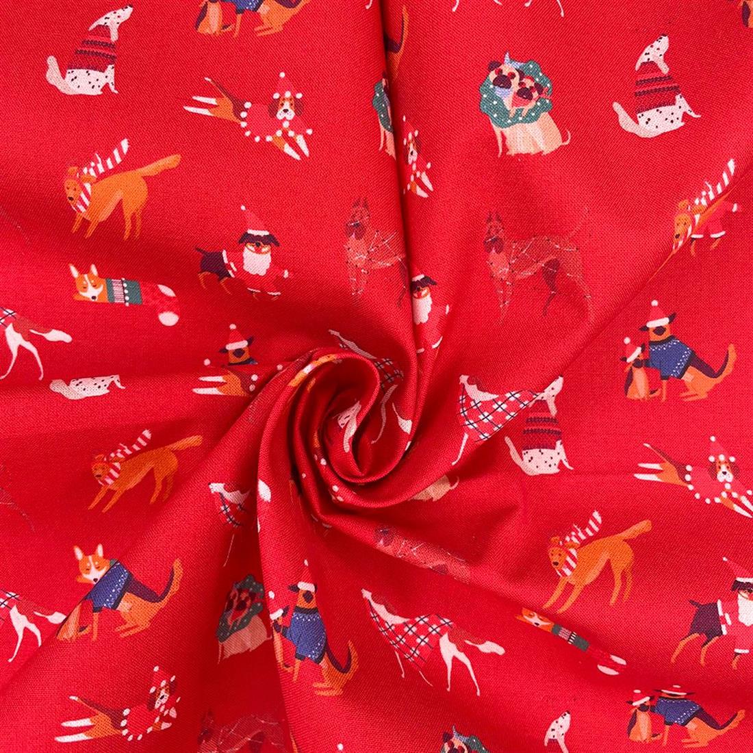 Red Cotton Xmas Dogs