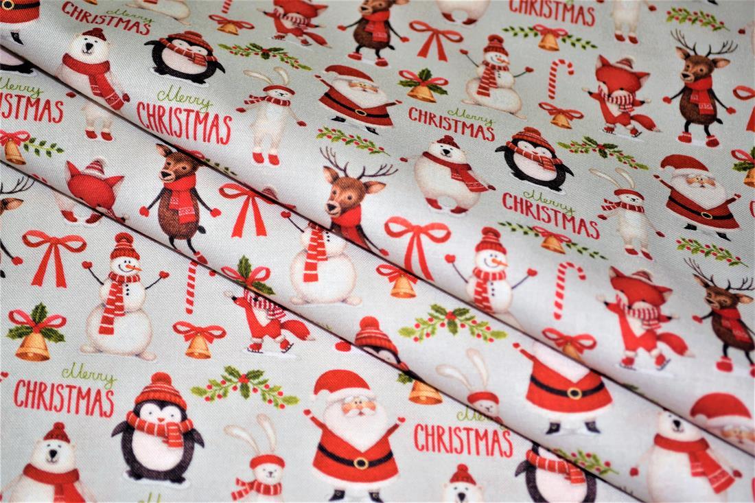 Grey Cotton Merry Xmas