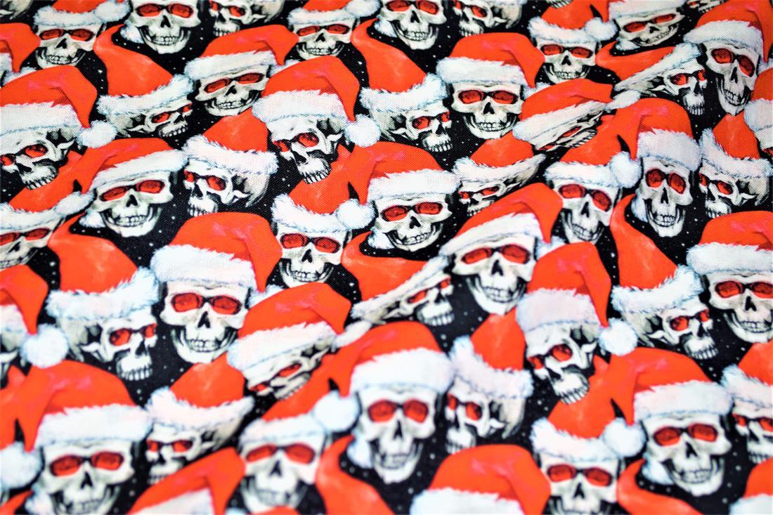 Black Cotton Santa Skulls