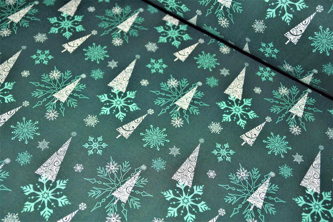 Green Cotton Christmas Snowflakes