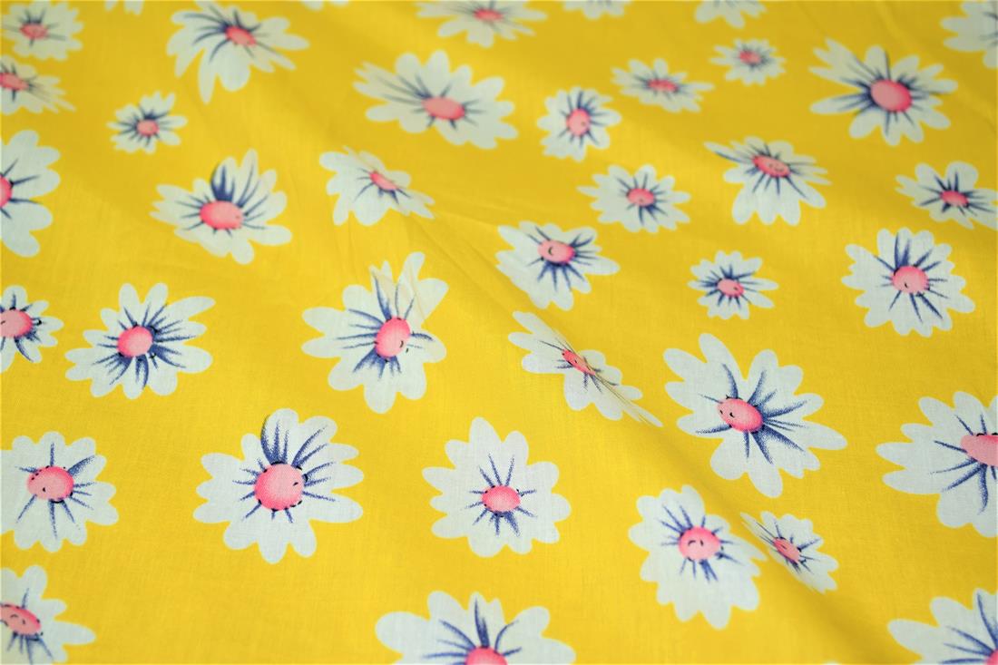 Yellow Printed Cotton Fabrics