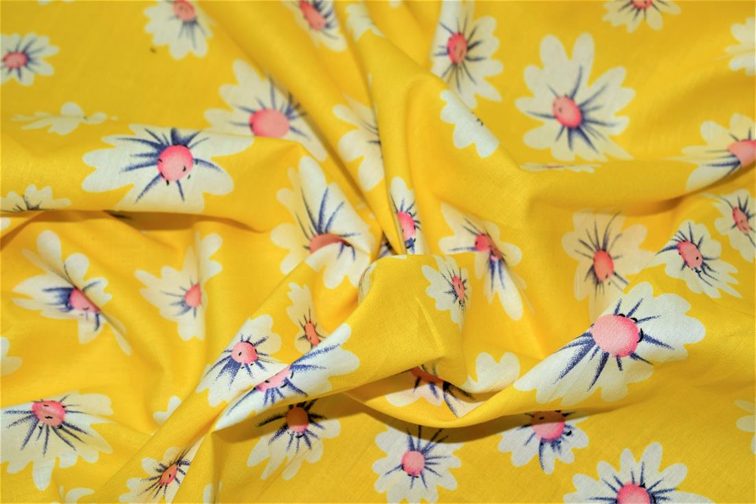 Yellow Printed Cotton Fabrics