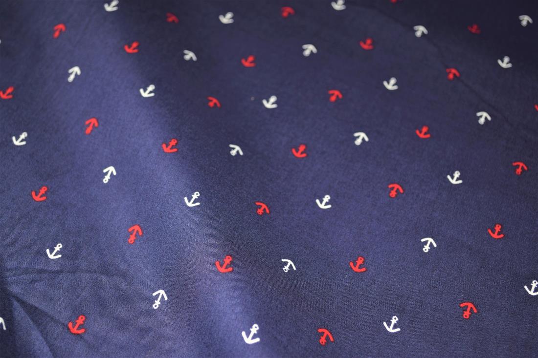 Navy Blue Cotton Little Anchor Designs
