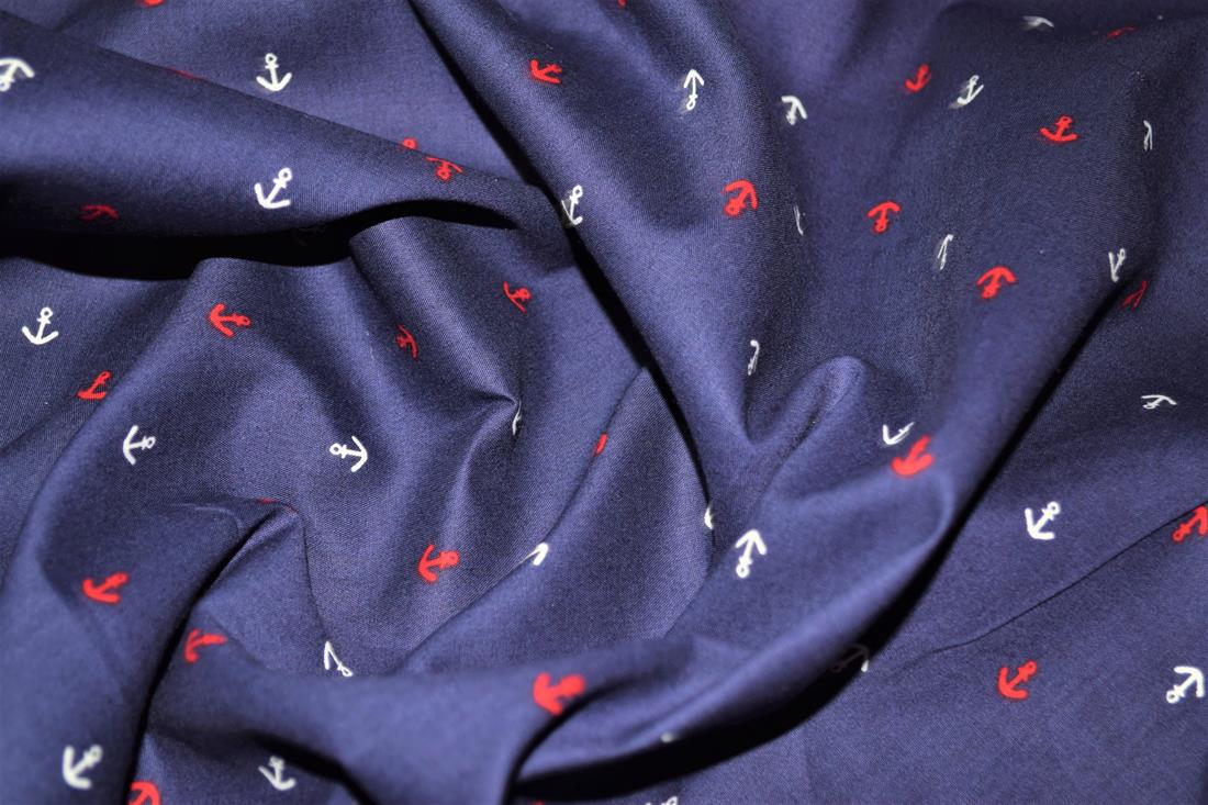 Navy Blue Cotton Little Anchor Designs