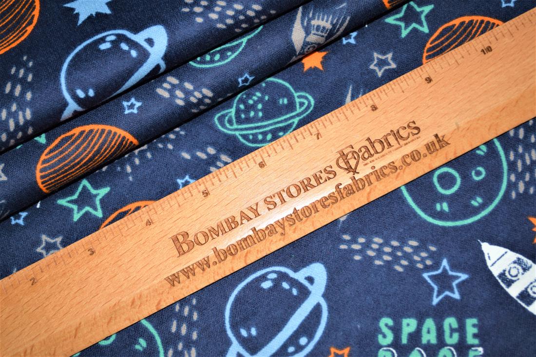 Navy Blue Printed Brushed Cotton