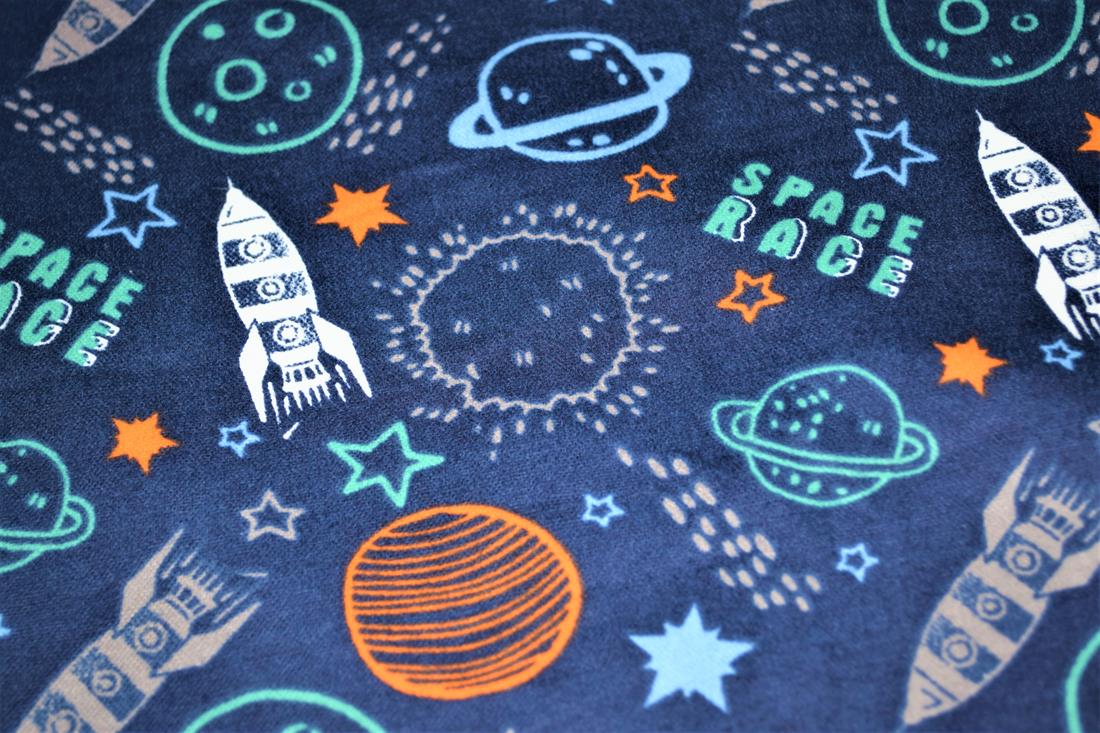 Navy Blue Printed Brushed Cotton