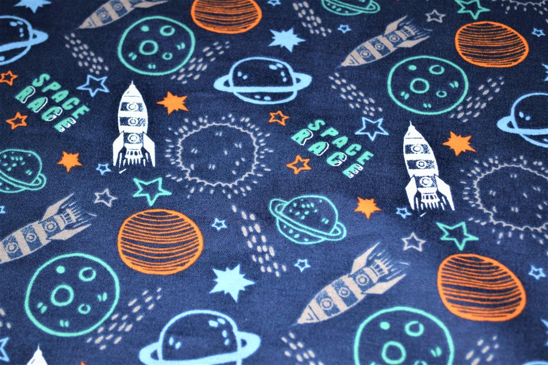 Navy Blue Printed Brushed Cotton