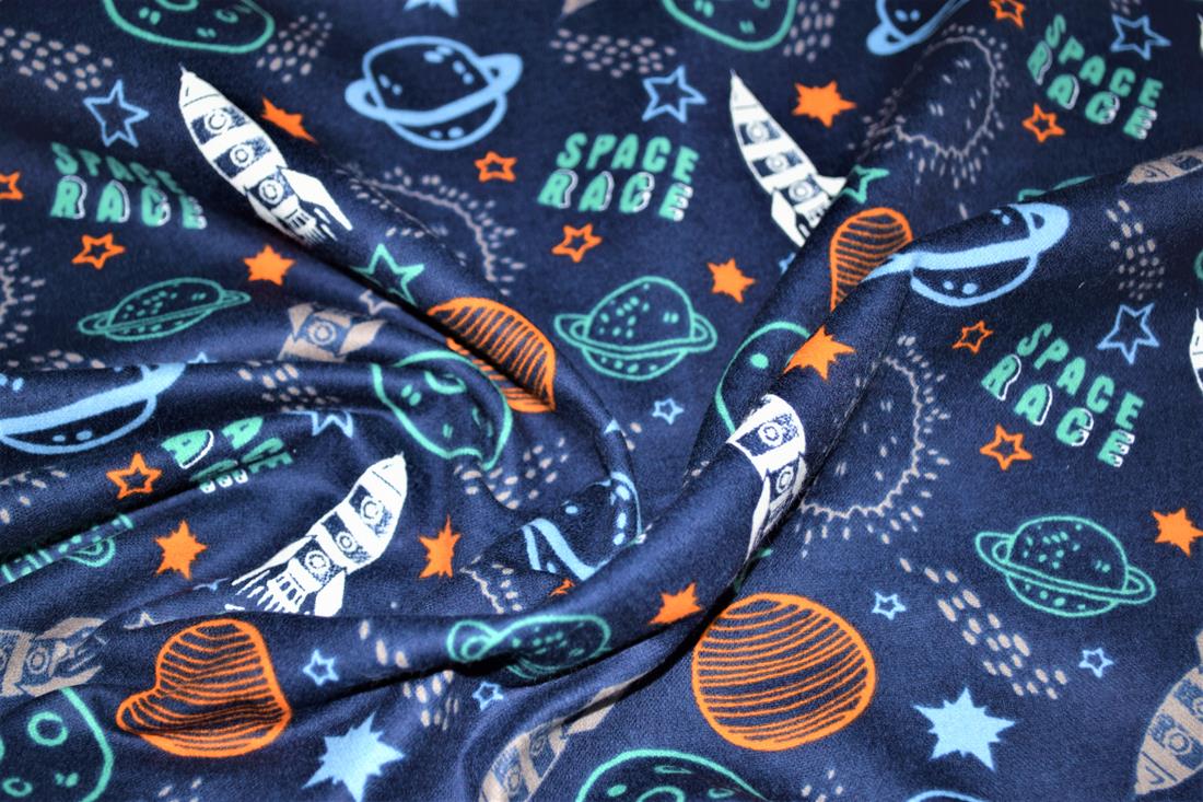 Navy Blue Printed Brushed Cotton