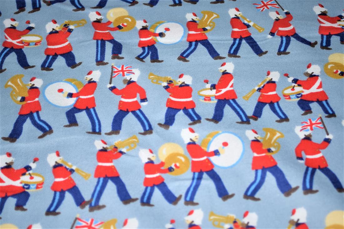 Blue Printed Brushed Cotton