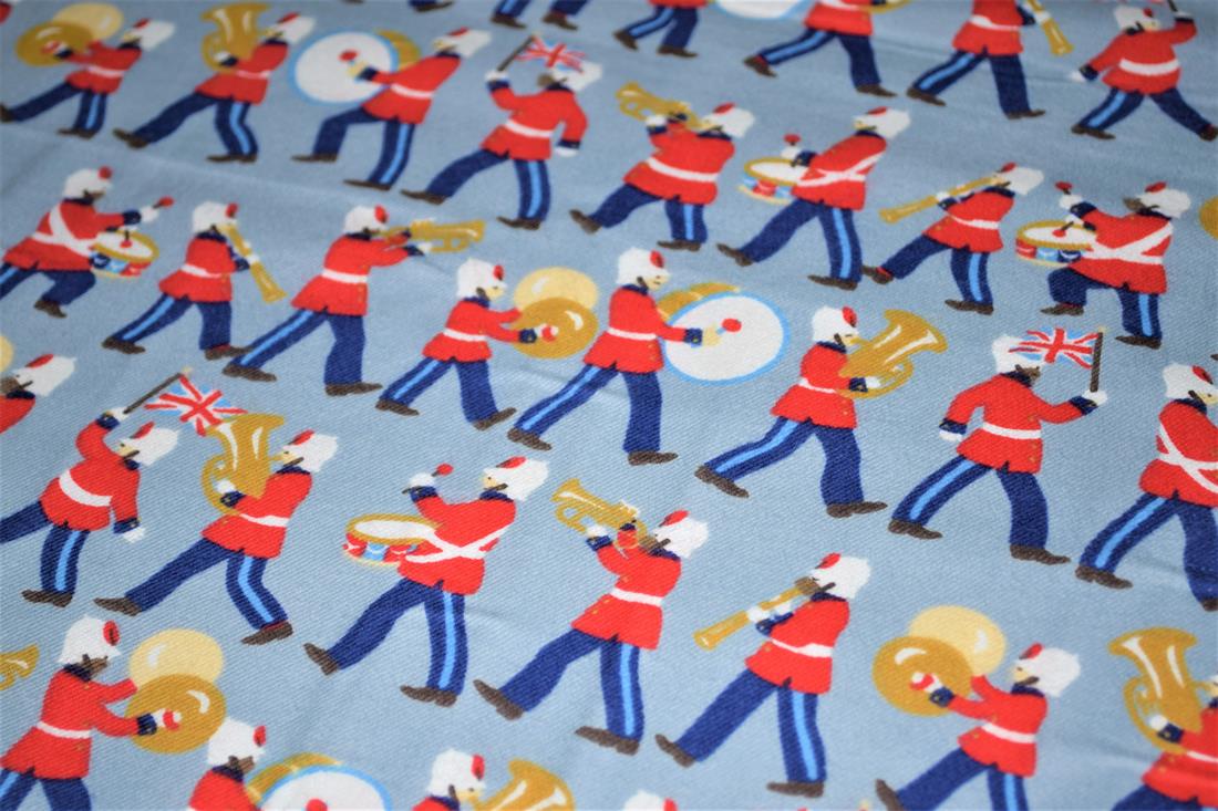Blue Printed Brushed Cotton