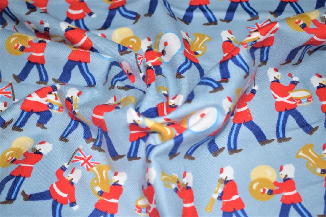 Blue Printed Brushed Cotton