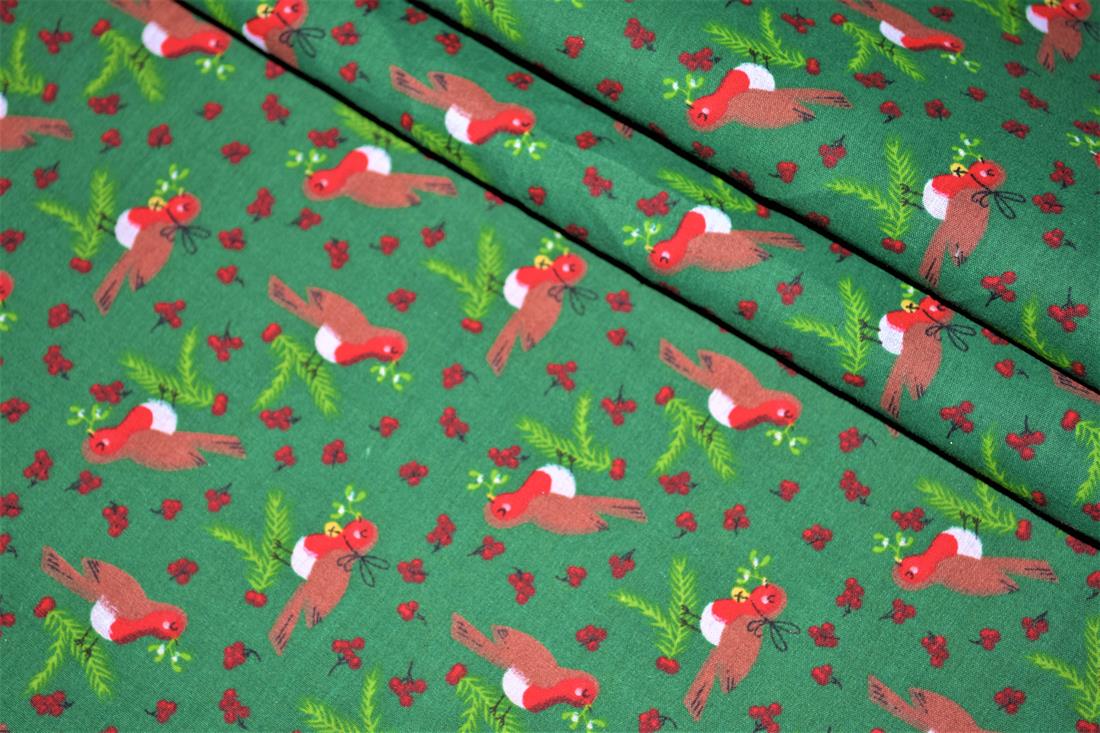 Green Cotton Printed Poly Cottons