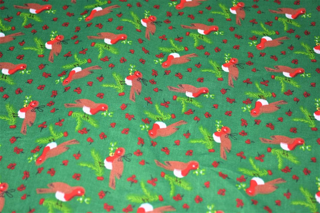 Green Cotton Printed Poly Cottons