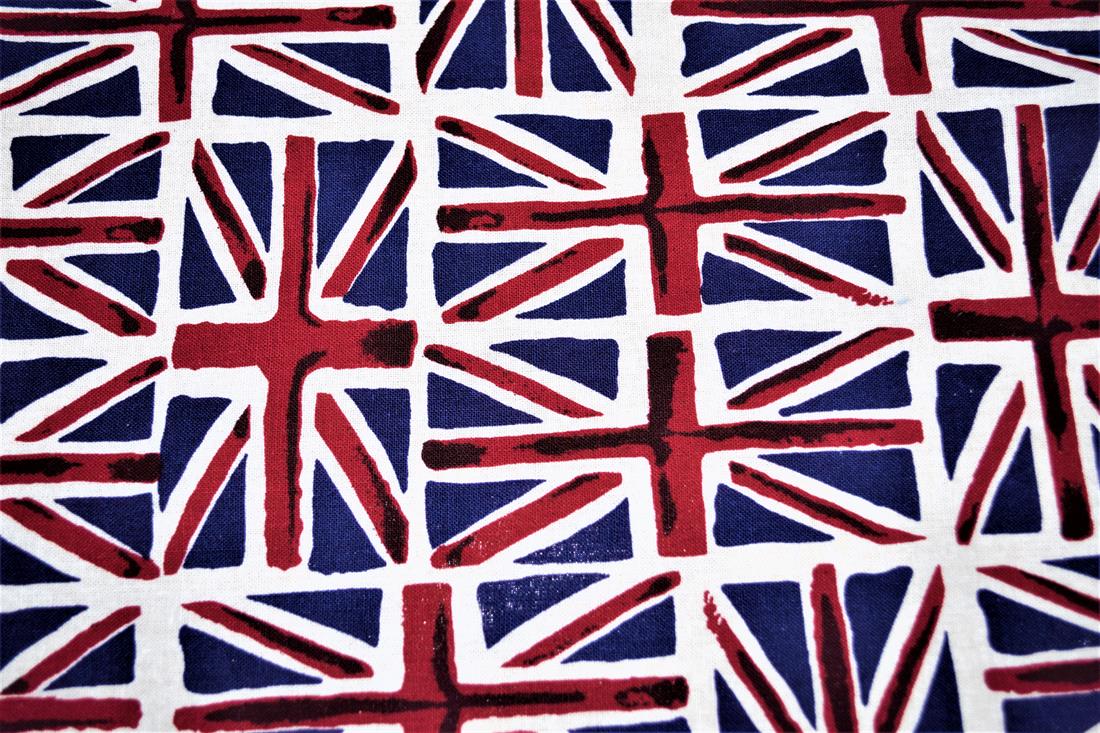 Blue & RED Printed Cotton The Queen's Jubilee