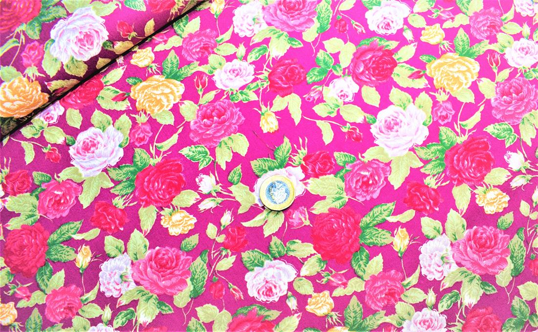 Pink Printed Poplin 100% Cotton 112 Cm Wide
