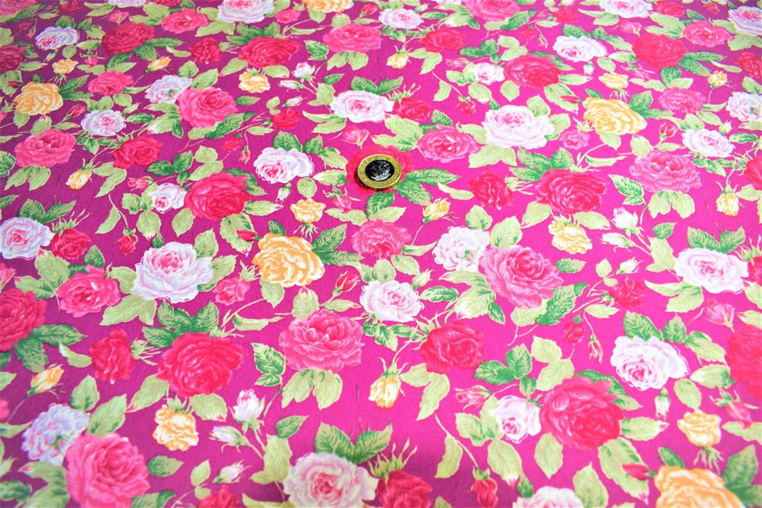 Pink Printed Poplin 100% Cotton 112 Cm Wide