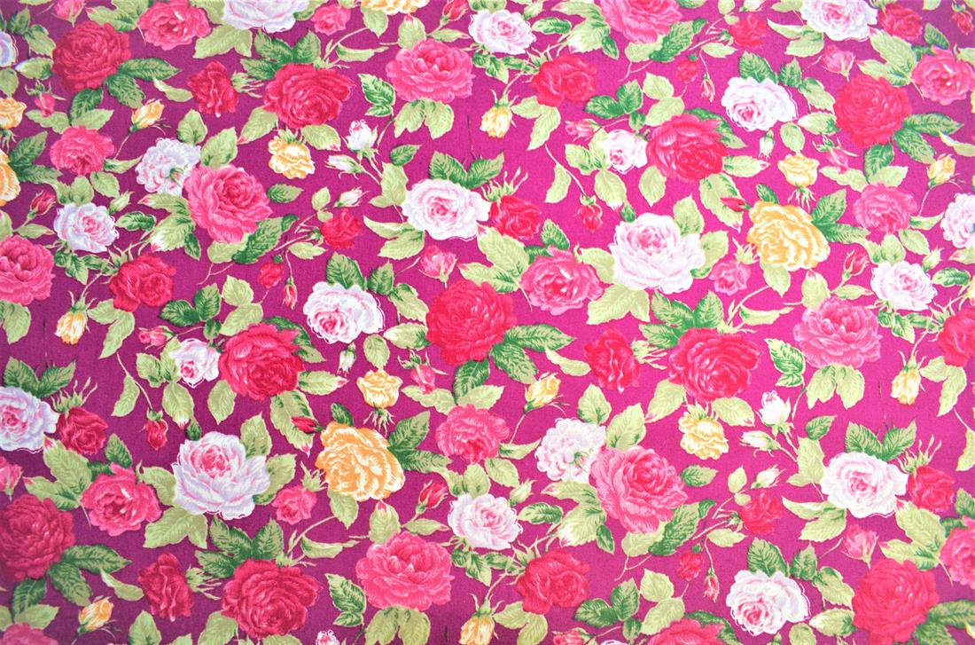 Pink Printed Poplin 100% Cotton 112 Cm Wide