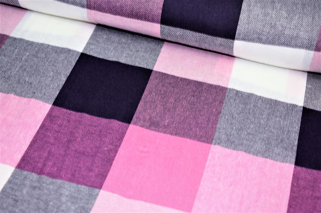 Pink & Navy Classic Brushed Tartan