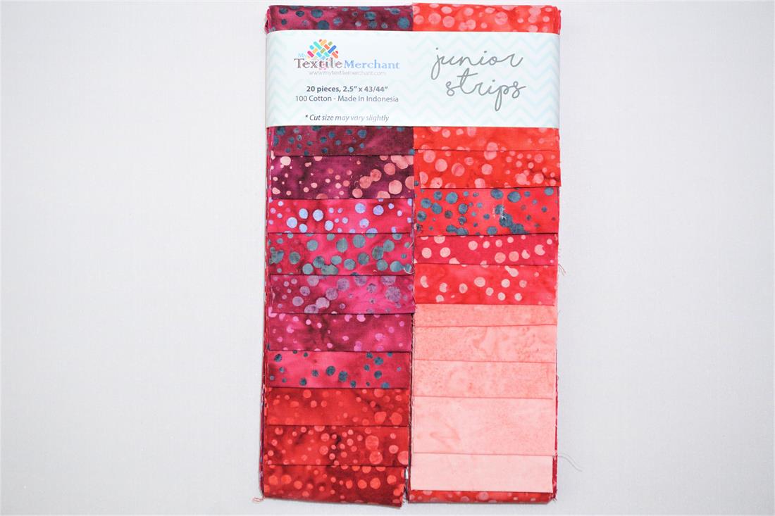 Red Printed Cotton Batik Junior Strips