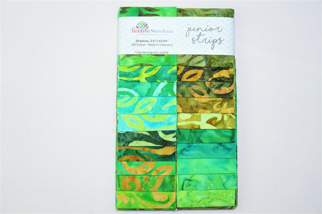 Green Printed Cotton Batik Junior Strips