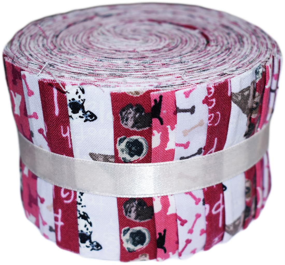 Wine Cotton Dogs - Mini Jelly Roll