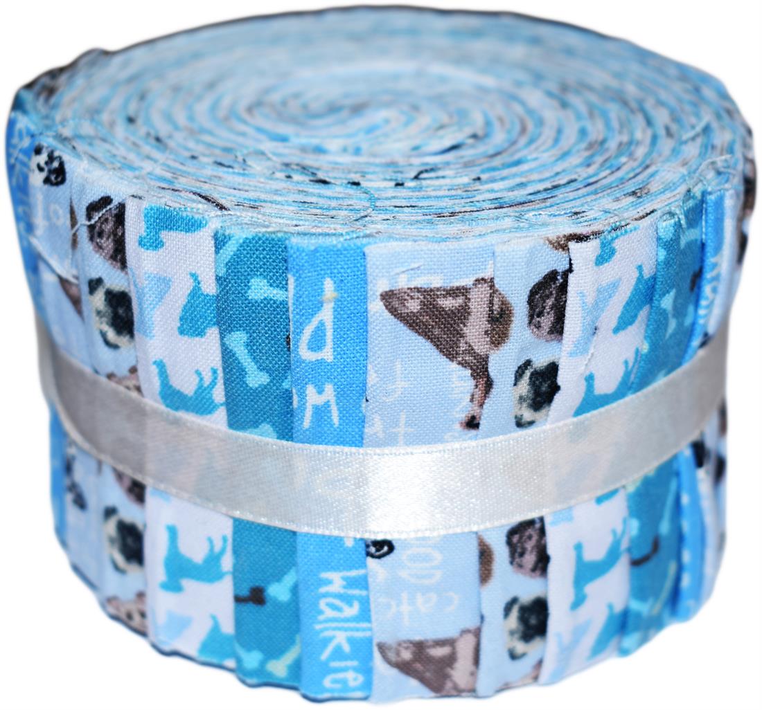 Blue Cotton Dogs - Mini Jelly Roll