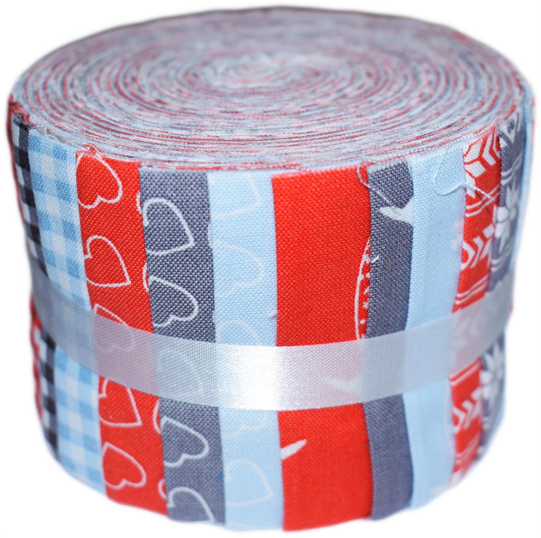 Blue & Red Cotton Nordic Christmas - Mini Jelly Roll