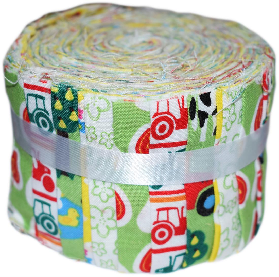 Green Cotton Farmyard Green- Mini Jelly Roll