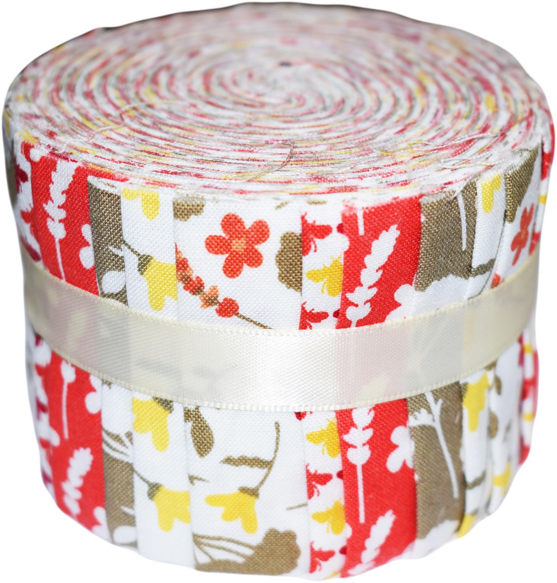White & Orange Cotton Heritage Floral - Mini Jelly Roll