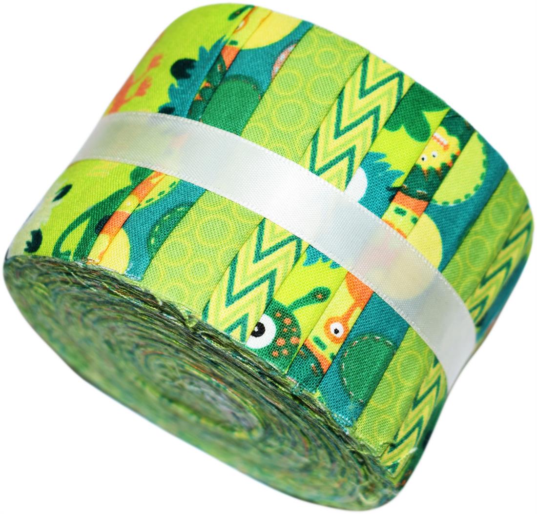 Green Cotton Monster Mayhem Green- Mini Jelly Roll
