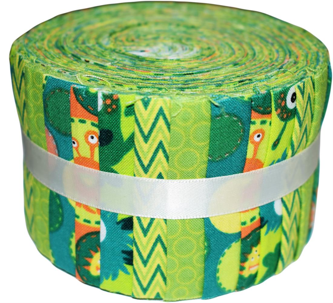 Green Cotton Monster Mayhem Green- Mini Jelly Roll