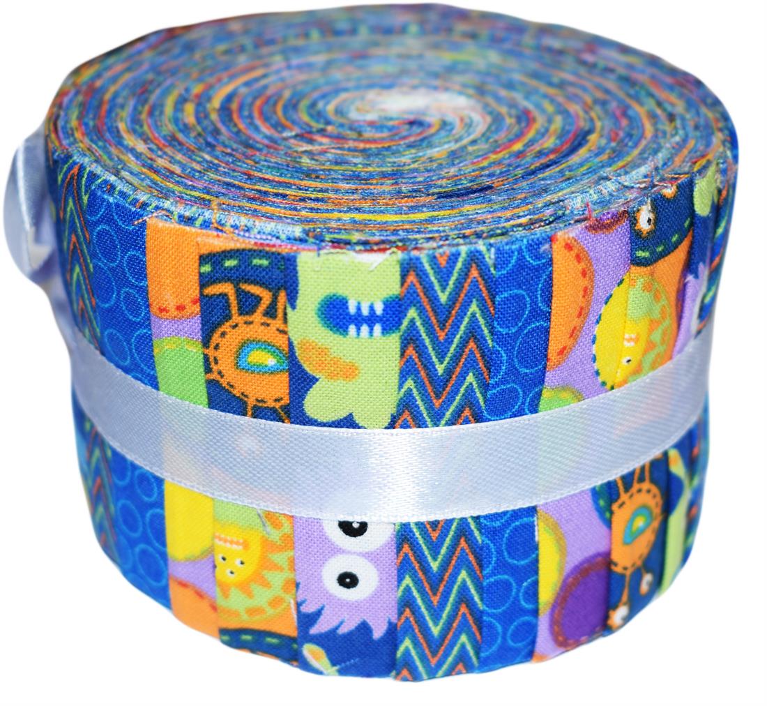 Royal Blue Cotton Monster Mayhem Blue- Mini Jelly Roll