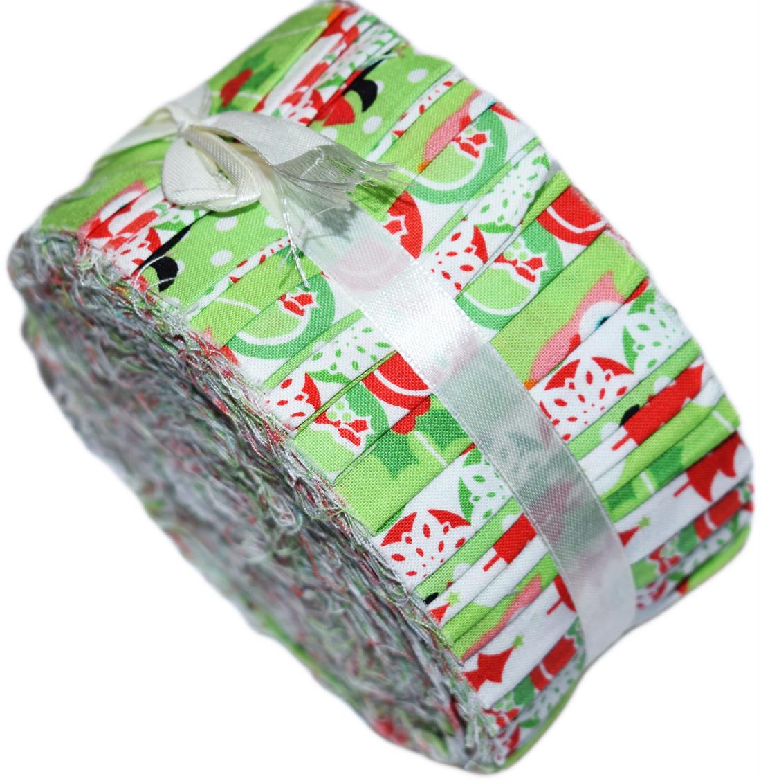 Lime Green Cotton Christmas Characters Large Jelly Roll