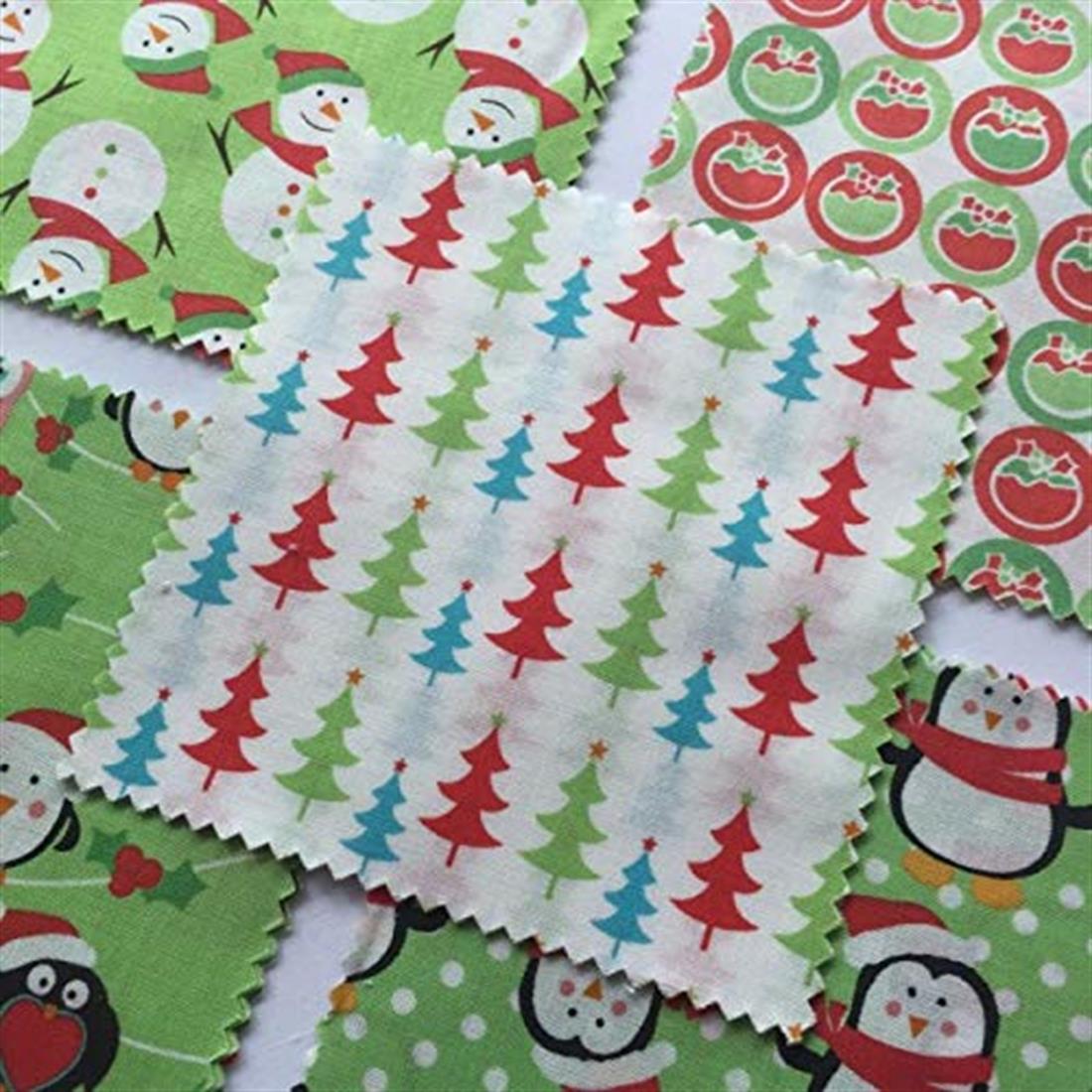Green Printed Cotton Christmas Characfers Charm Pack