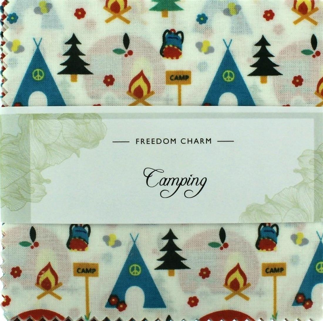 White Printed Cotton Camping Charm Pack