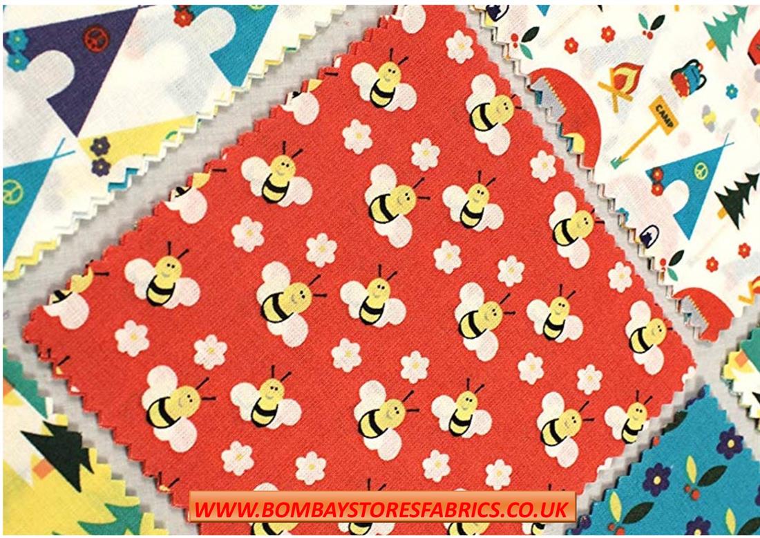 White Printed Cotton Camping Charm Pack